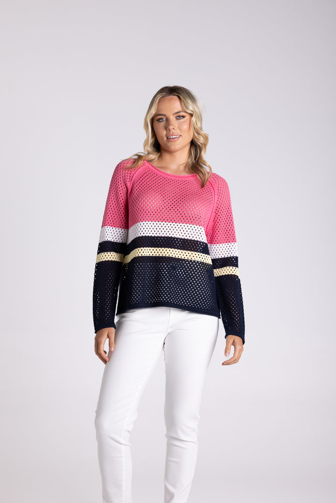 TWO TS POINTELLE SPLICED SWEATER