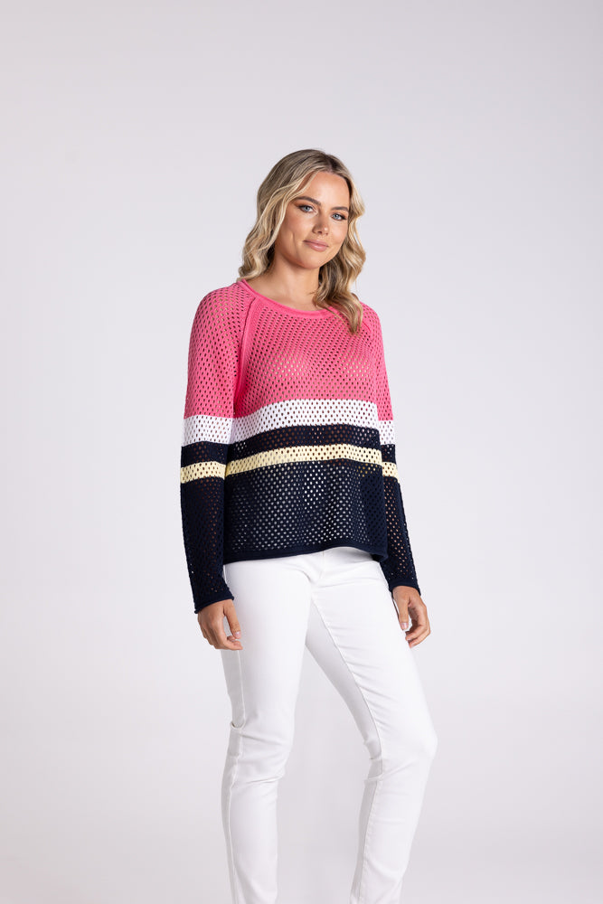 TWO TS POINTELLE SPLICED SWEATER
