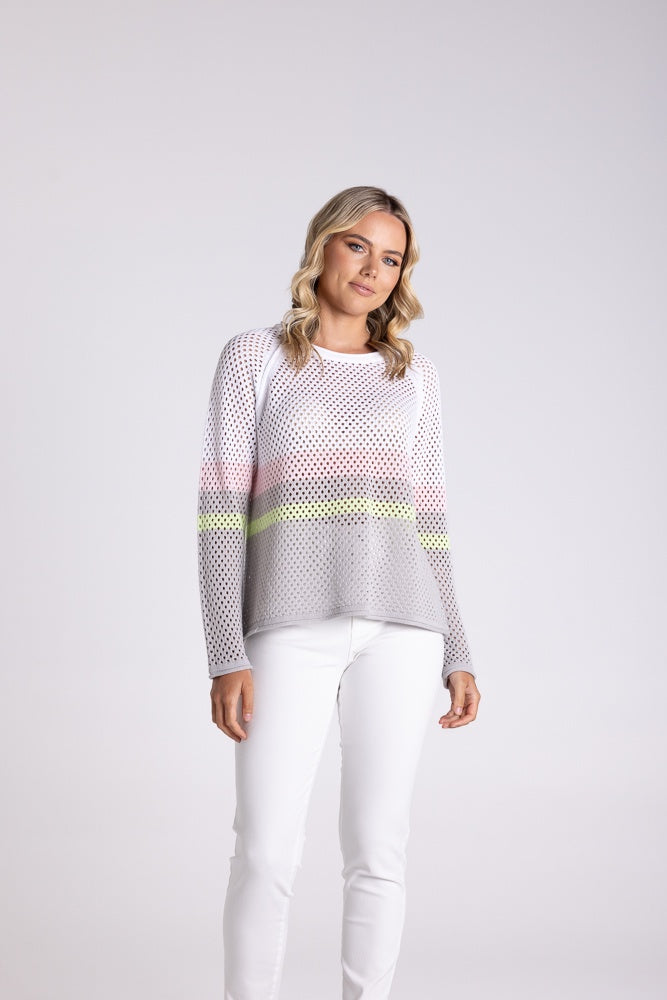 TWO TS POINTELLE SPLICED SWEATER