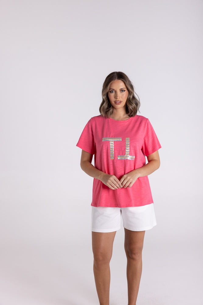 TWO TS SEQUIN LOGO TEE
