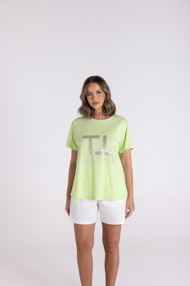TWO TS SEQUIN LOGO TEE