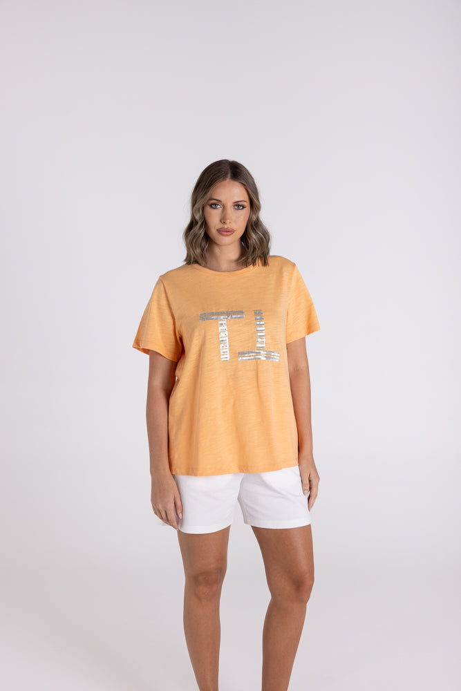 TWO TS SEQUIN LOGO TEE