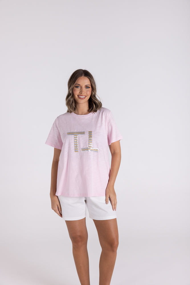 TWO TS SEQUIN LOGO TEE