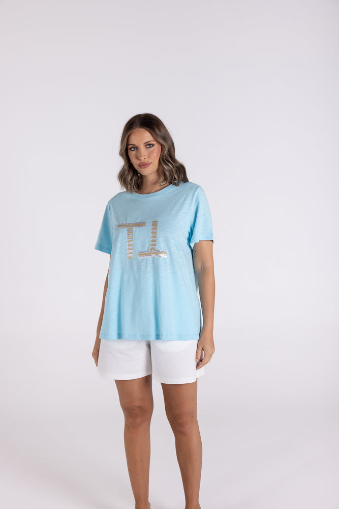 TWO TS SEQUIN LOGO TEE