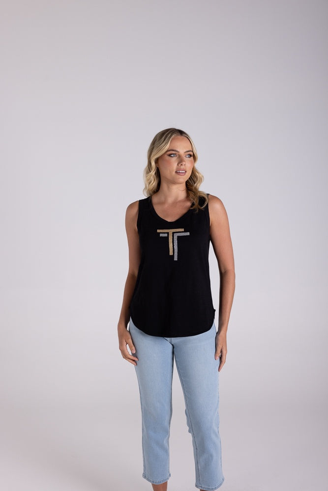 TWO TS SEQUIN LOGO TANK TOP