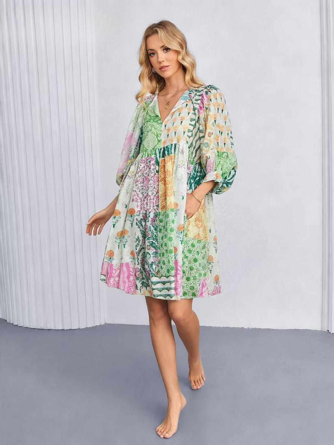 PATCHWORK MINI DRESS