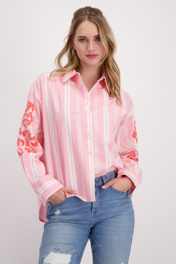 MONARI EMB SLEEVE SHIRT