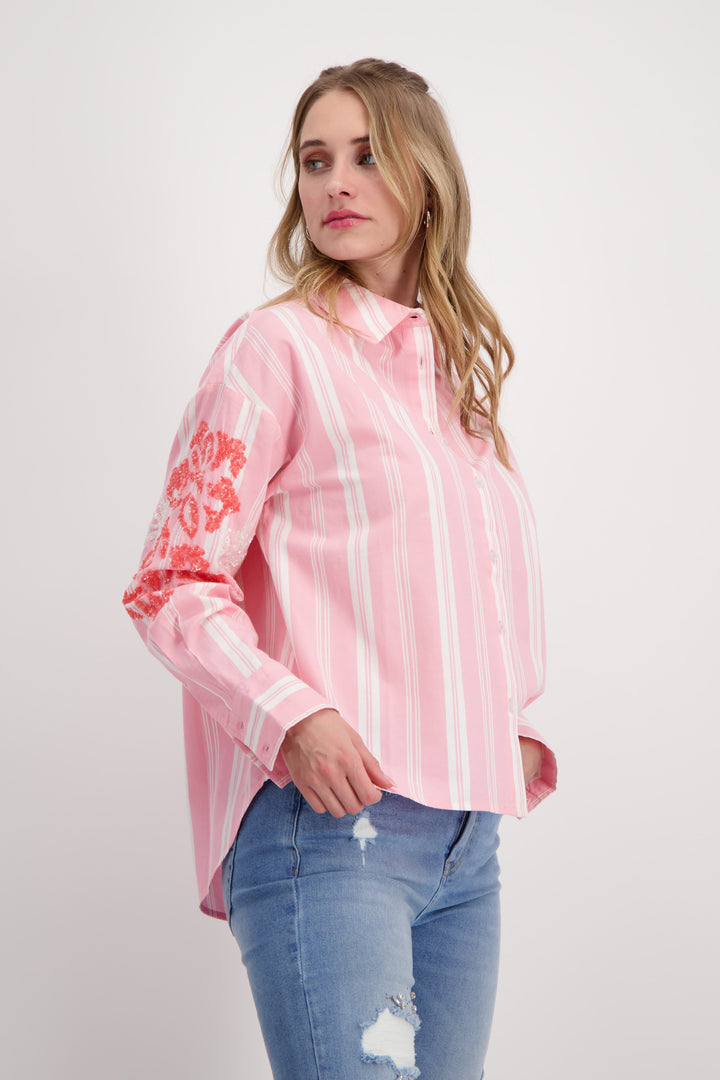 MONARI EMB SLEEVE SHIRT