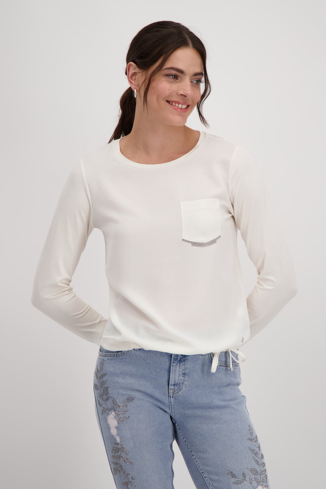 MONARI RND NECK JERSEY BLOUSE