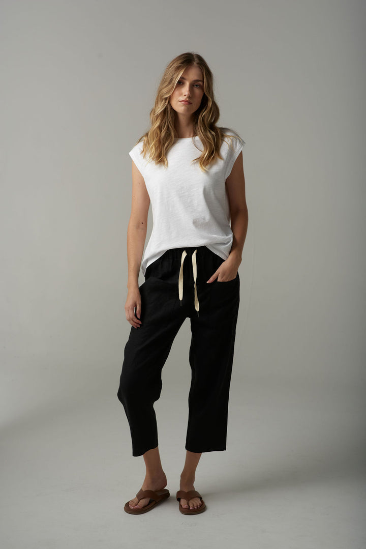 CPS LINEN CROPPED PANT