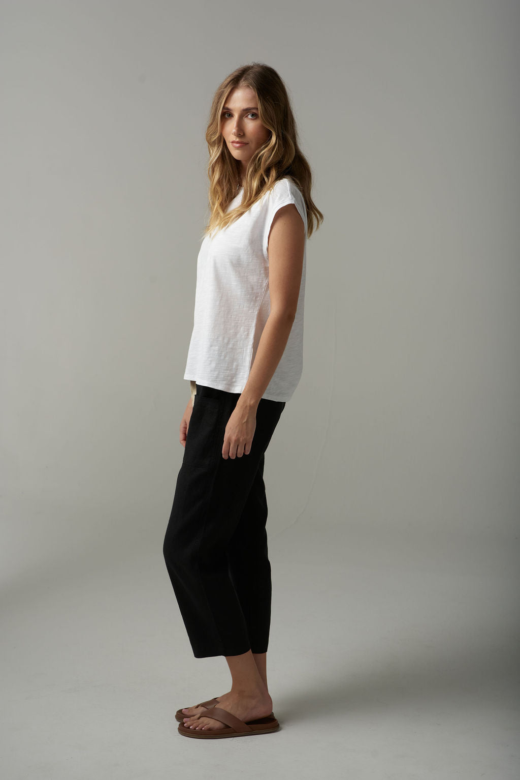 CPS LINEN CROPPED PANT