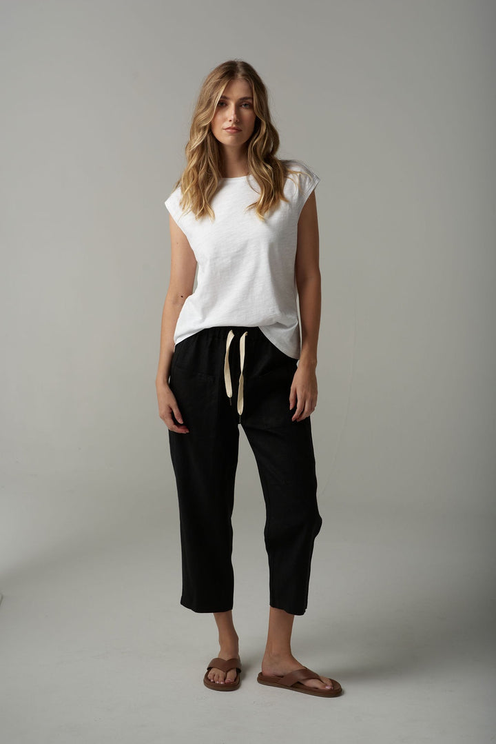 CPS LINEN CROPPED PANT
