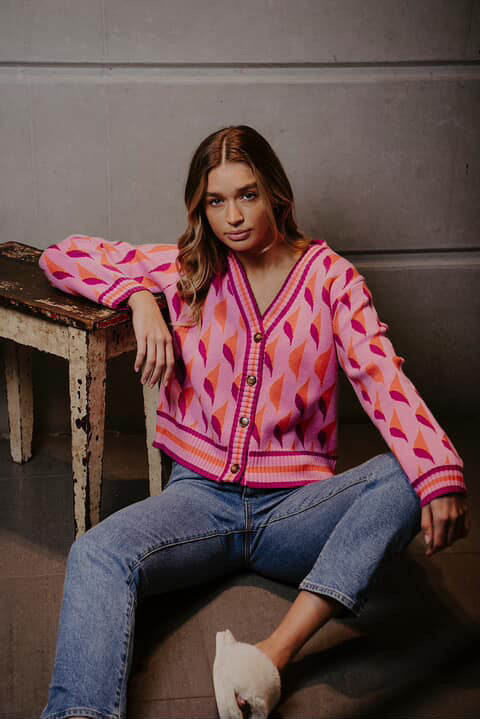 BELLA KNITWEAR V NECK CARDI
