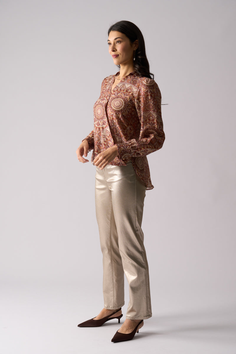 FOIL ROYAL GALA BLOUSE