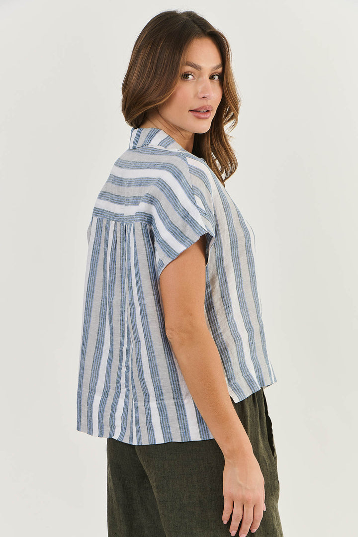 NATURALS LINEN STITCH DETAIL TOP