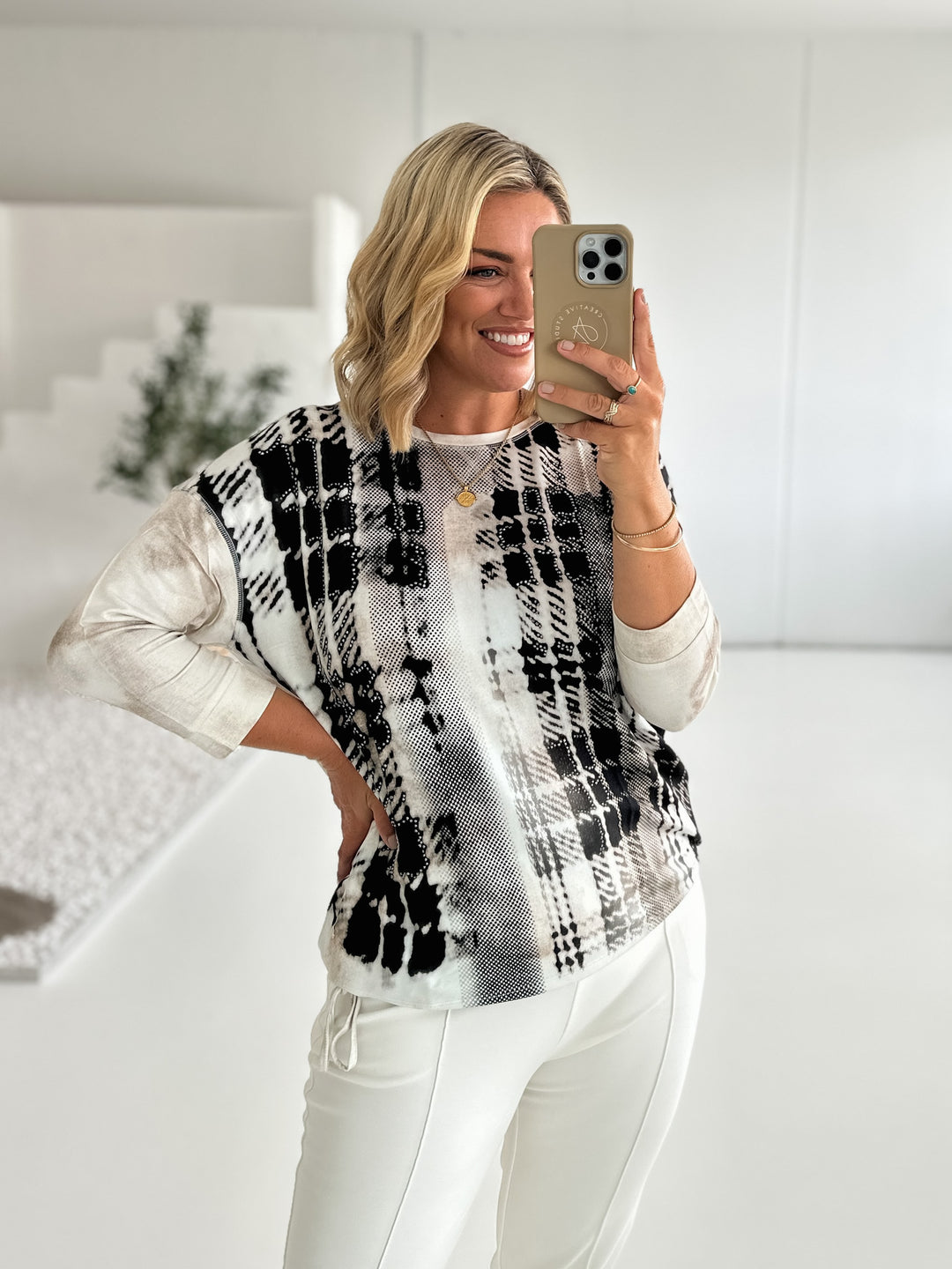 MONARI CHECK PRINT TOP