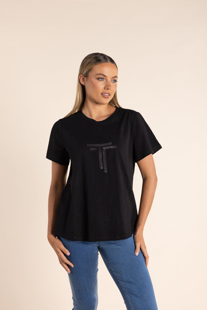 TWO T'S SEQUIN ROUND NECK TEE