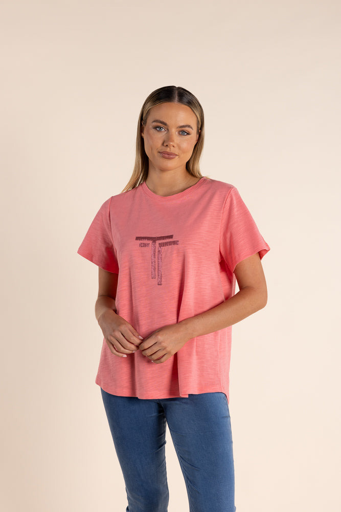 TWO T'S SEQUIN ROUND NECK TEE