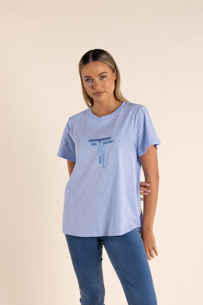 TWO T'S SEQUIN ROUND NECK TEE