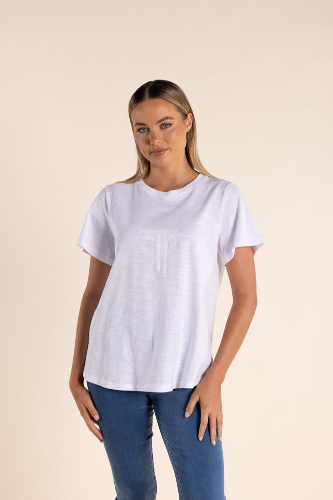 TWO T'S SEQUIN ROUND NECK TEE