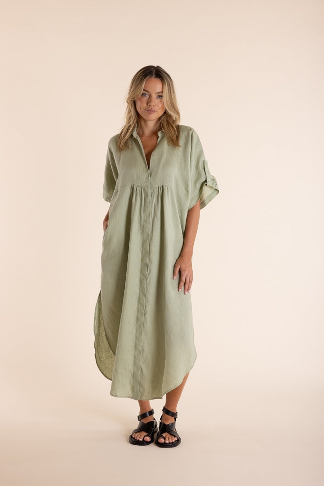 TWO T'S LINEN MIDI DRESS