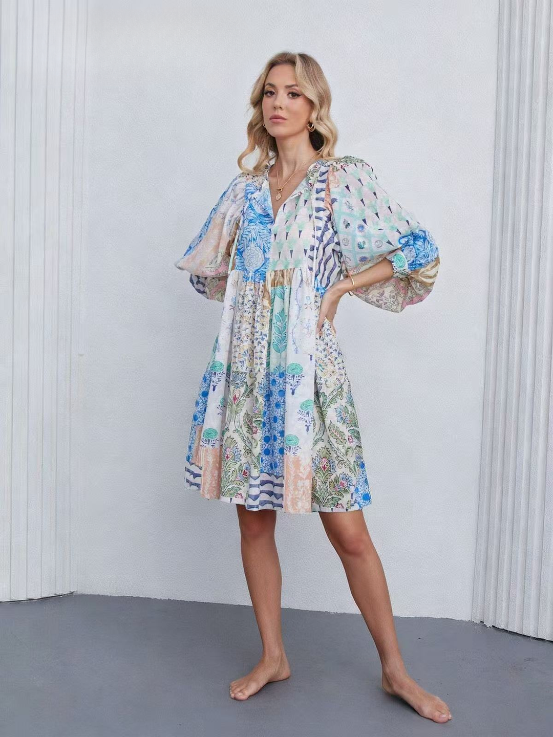 PATCHWORK MINI DRESS