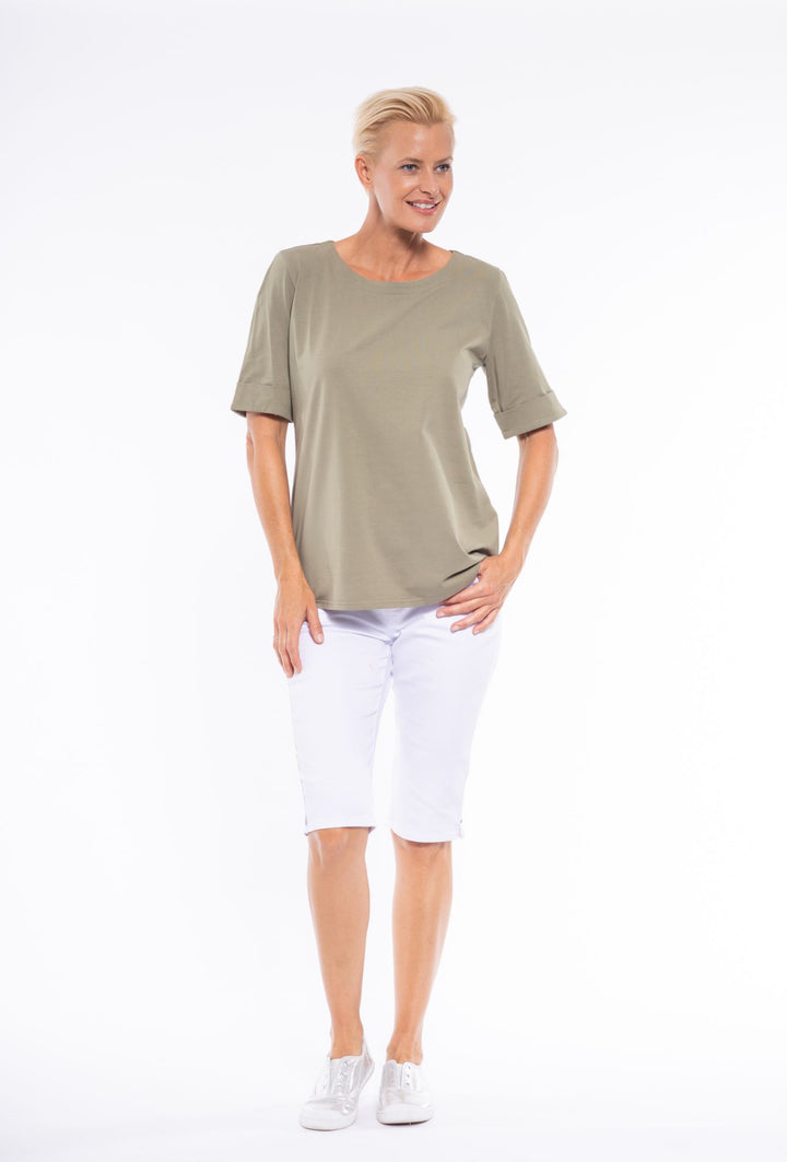 CAFE LATTE TEE WITH HEM CUFF